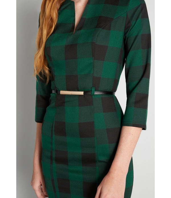 Green with Gingham Envy Sheath Dress