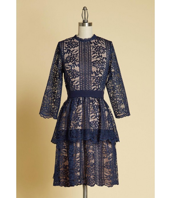 Falling Back in Lace Fit-and-Flare Dress