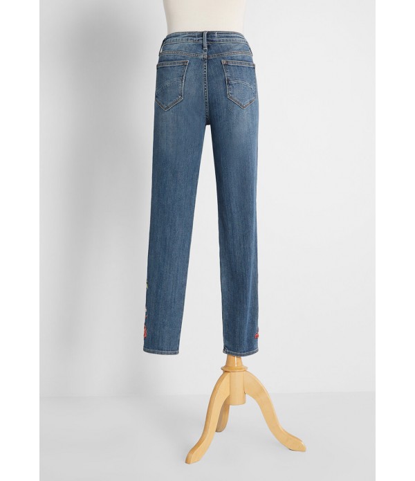 Botanical Twist Embroidered Skinny Jeans