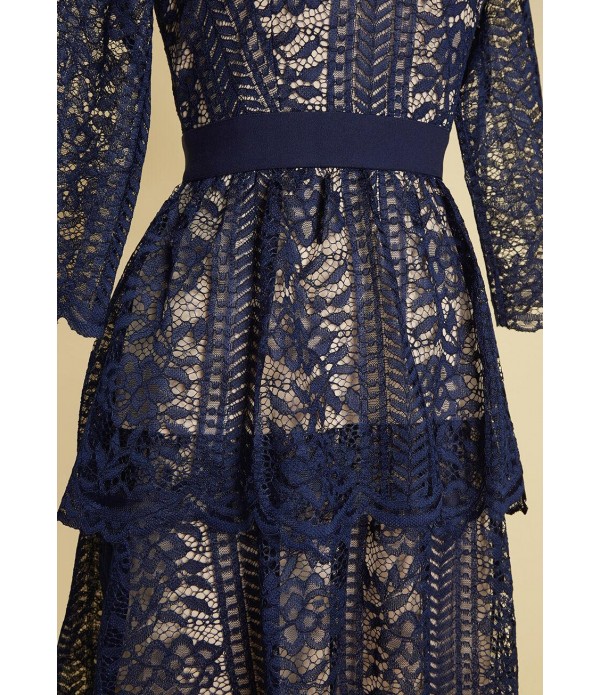 Falling Back in Lace Fit-and-Flare Dress