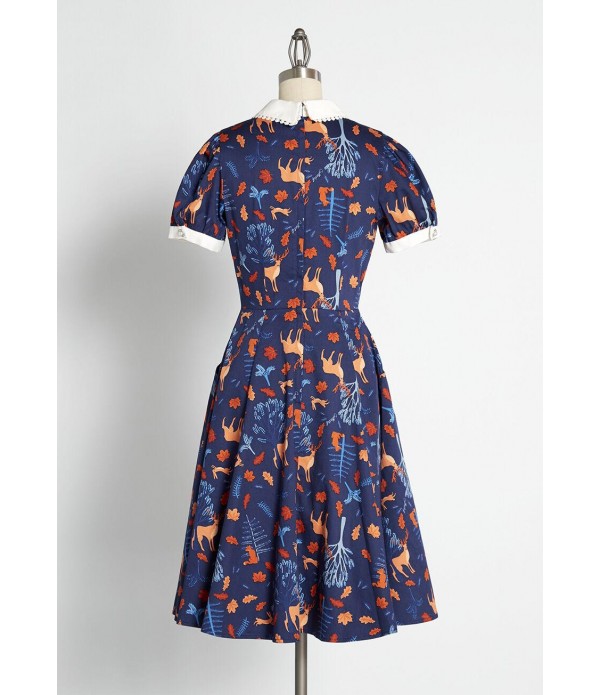 Autumnal Elements Fit and Flare Dress