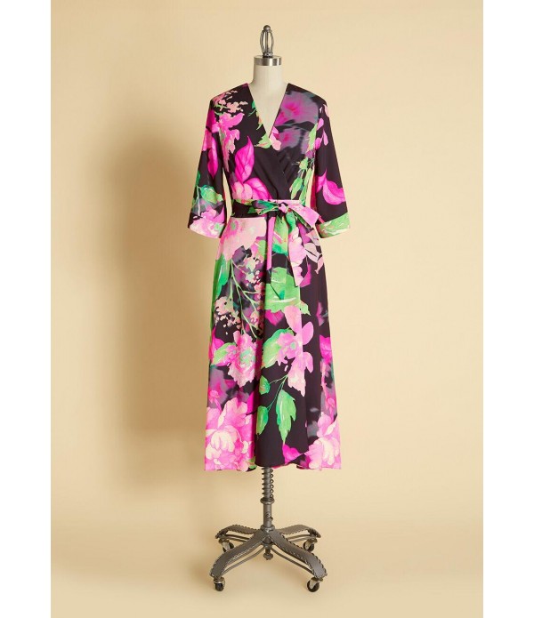 Feelin' Floral in My Mind Midi Wrap Dress