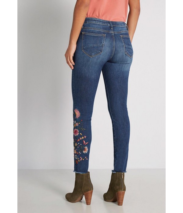 Fantastical Botanical Embroidered Skinny Jeans