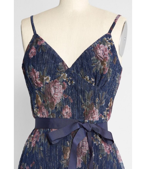Glistening to Floral Dreams Midi Dress