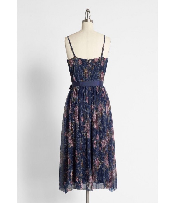 Glistening to Floral Dreams Midi Dress