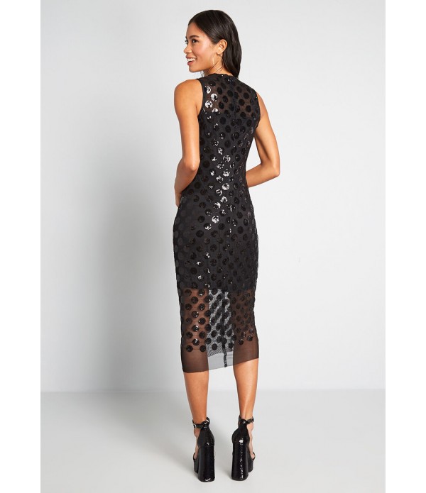 Daring in Dots Sequin Midi Dress