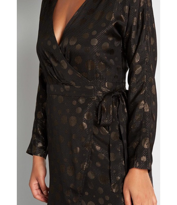 Golden Record Party Wrap Dress