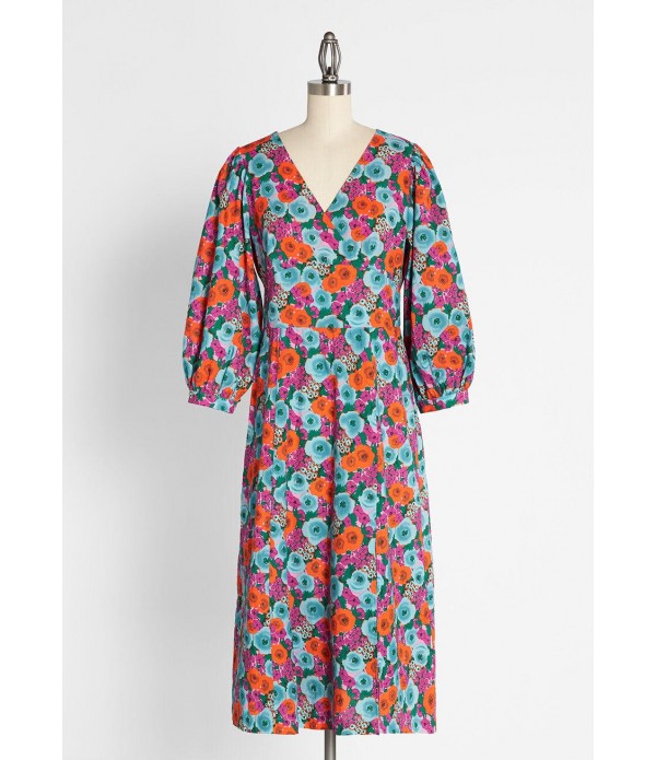 Flirting with Flower Power Midi Dress