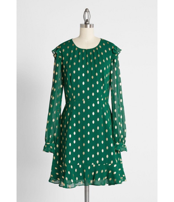 Emerald Confetti Chiffon Mini Dress