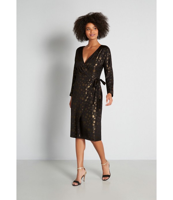 Golden Record Party Wrap Dress