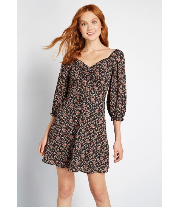 Floral Pictorial Mini Dress