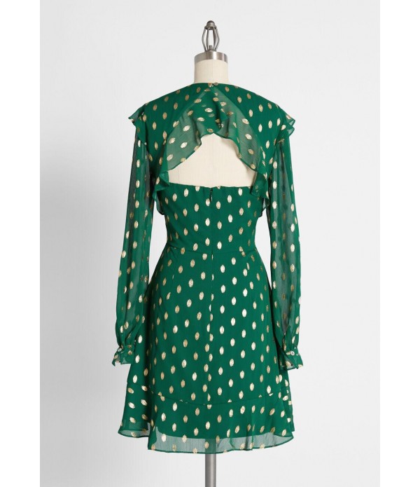 Emerald Confetti Chiffon Mini Dress