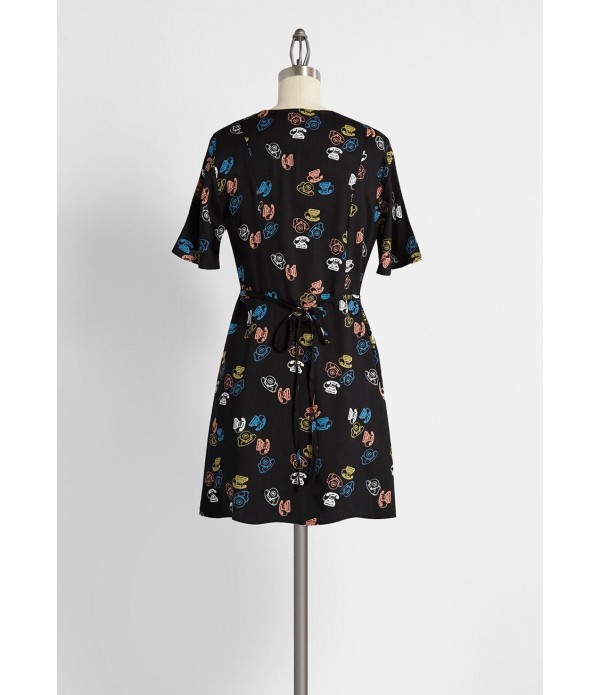 Dial Me Up Buttoned A-Line Dress