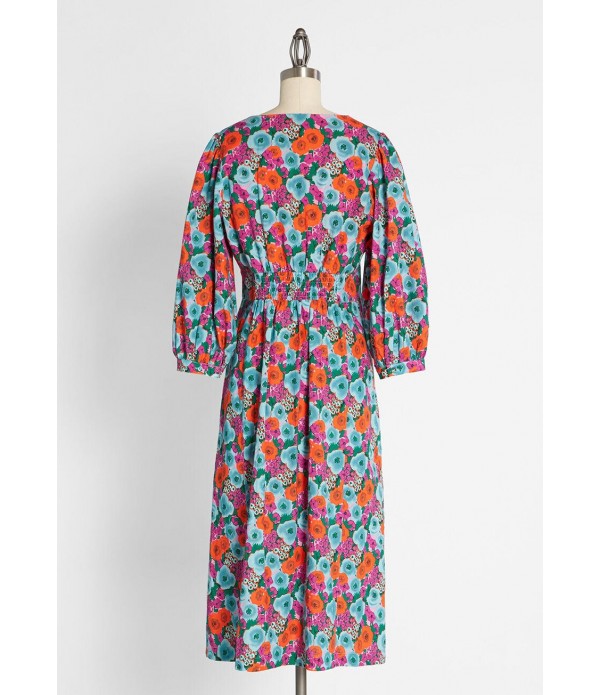 Flirting with Flower Power Midi Dress