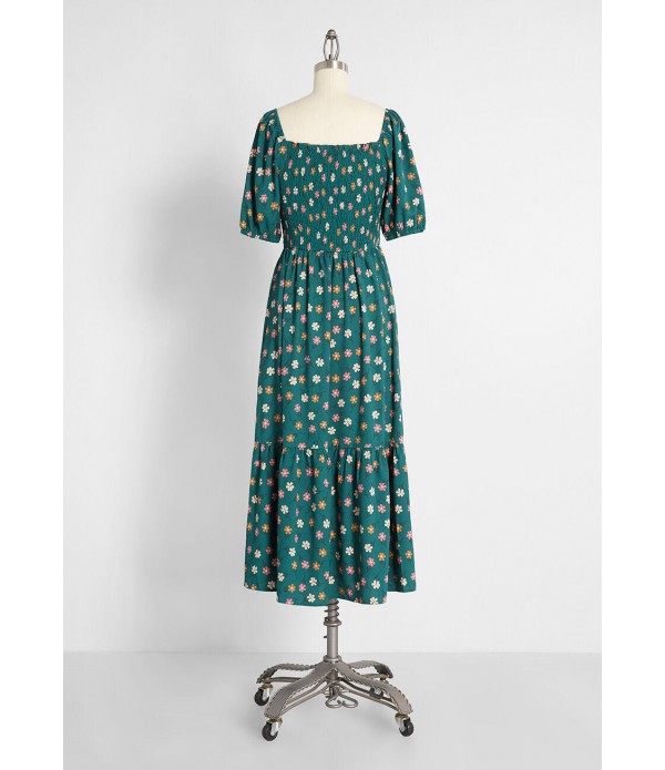 Chasing Daisies Smocked Midi Dress
