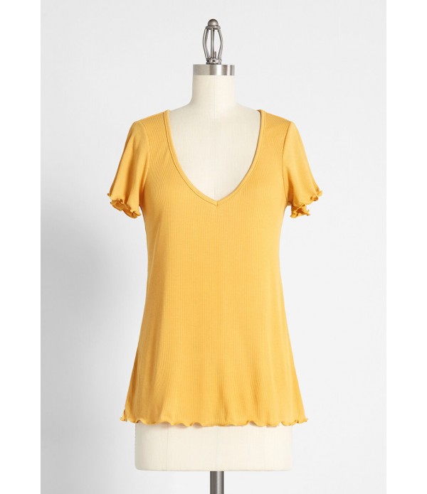 What a Frill V-Neck Tee