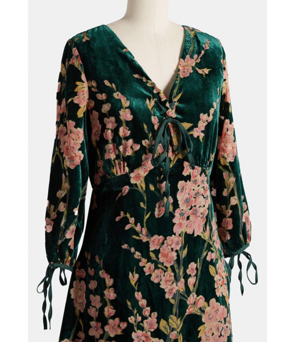 Fields of Freesia Velvet Midi Dress