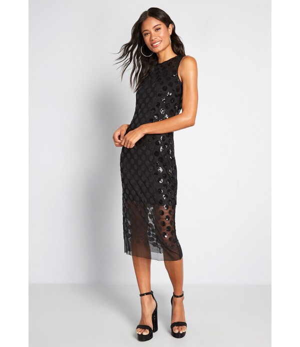 Daring in Dots Sequin Midi Dress