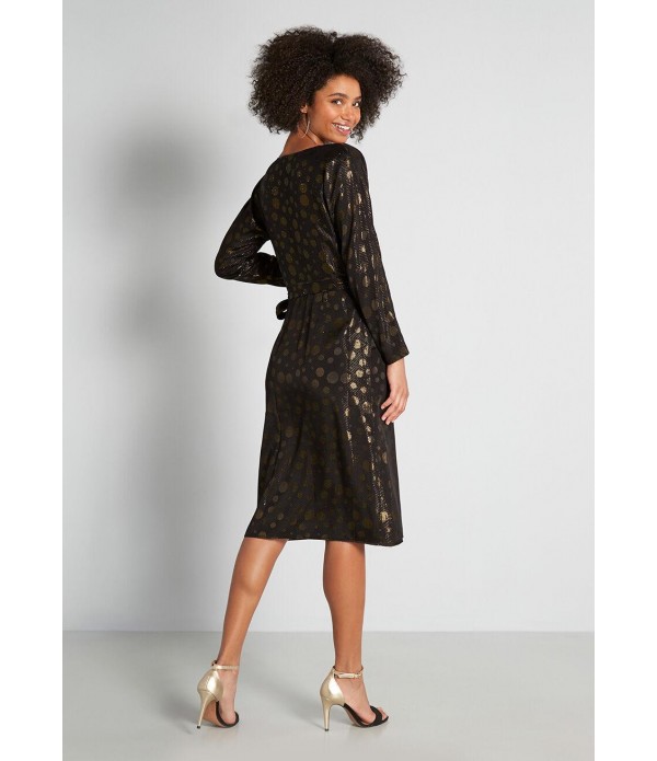 Golden Record Party Wrap Dress