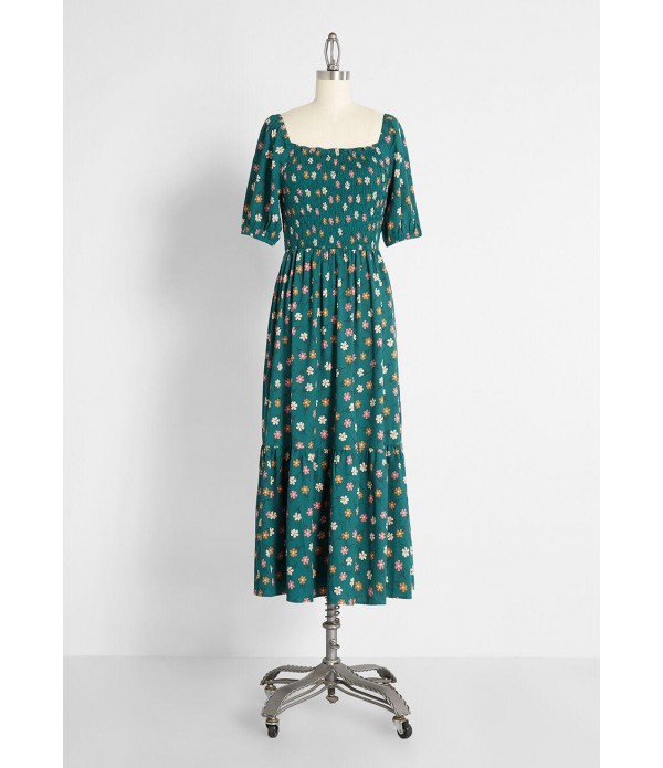 Chasing Daisies Smocked Midi Dress