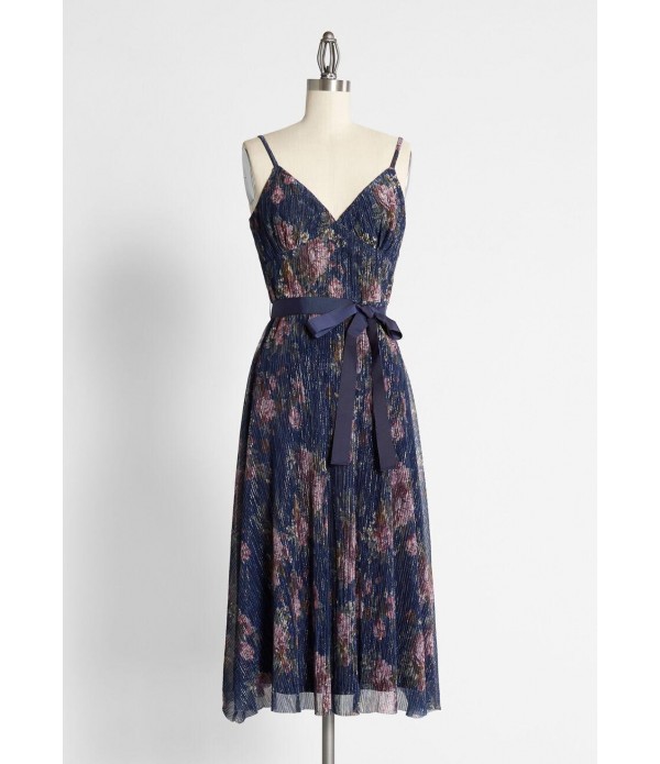 Glistening to Floral Dreams Midi Dress