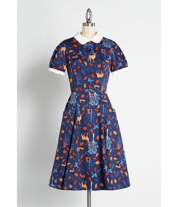 Autumnal Elements Fit and Flare Dress