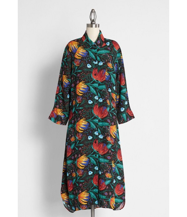 Flowers Never Bend Shirt Dress
