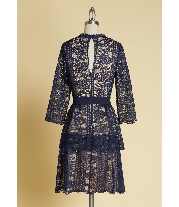 Falling Back in Lace Fit-and-Flare Dress
